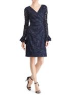 Lauren Ralph Lauren Petite Sequined Lace Ruffle-sleeve Dress