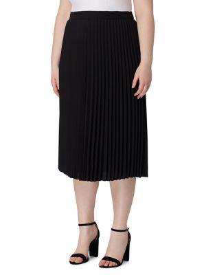 Tahari Arthur S. Levine Plus Knife Pleated Midi Skirt