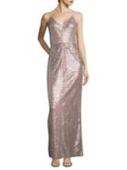 Adrianna Papell Striped Sequin Column Gown