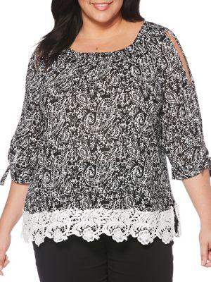 Rafaella Plus Paisley-print Cotton Blouse