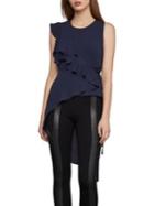 Bcbgmaxazria Asymmetric Ruffle High-low Top