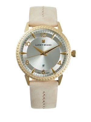 Lucky Brand Torrey Stainless Steel & Center Stitch Leather-strap Watch