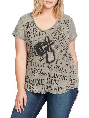 William Rast Plus Stardust Printed Short Sleeve Top