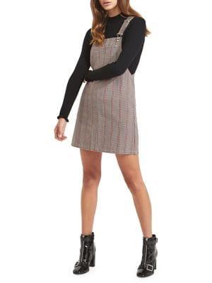 Miss Selfridge Checked Denim Pinafore Dress