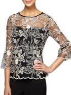 Alex Evenings Plus Floral Embroidered Blouse