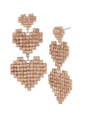 Bcbgeneration Heartbreaker Silk-stone Heart Triple Drop Earrings