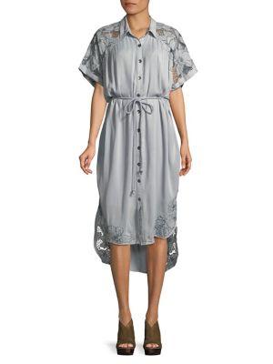 Free People Floral Lace Hi-lo Shirtdress