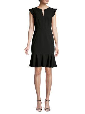 Elie Tahari Ruffle Cap Sleeve Sheath Dress