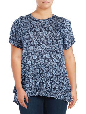 Michael Michael Kors Plus Paisley Double Hem Top