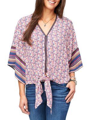 Democracy Printed Tie-front Kimono
