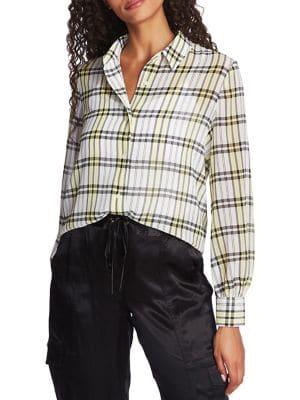 1.state Plaid-print Long-sleeve Shirt