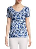 Lord & Taylor Petite Floral-print Cotton Top