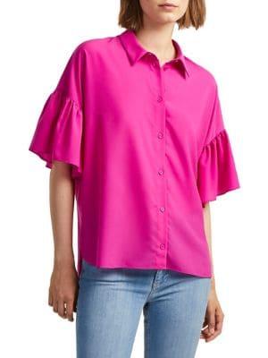 French Connection Flutter-sleeve Button-down Shirt