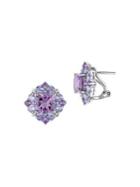 Sonatina Sterling Silver, Amethyst & Tanzanite Halo Cluster Stud Earrings