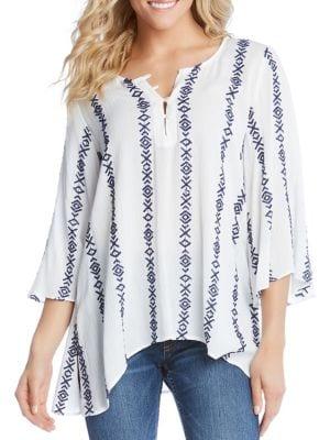 Karen Kane Embroidered Side-slit Top