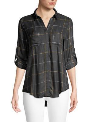 Lord & Taylor Petite Windowpane Plaid Shirt