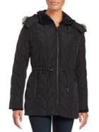 Kenneth Cole New York Faux Fur Trimmed Hooded Quilted Coat