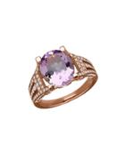 Lord & Taylor Amethyst, Diamond And 14k Rose Gold Ring, 0.75 Tcw