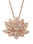 Lord & Taylor 14 Kt. Rose Gold 0.25 Tcw Diamond Lotus Flower Pendant