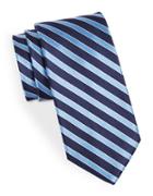 Black Brown Silk Diagonal Striped Tie