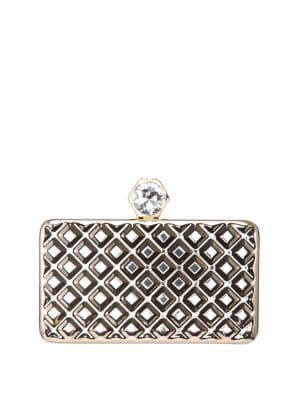 Nina Iona Geometric Pattern Minaudiere Clutch