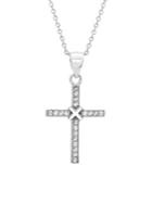 Lord & Taylor 925 Sterling Silver & Crystal X Cross Pendant Necklace