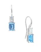 Crislu Jubilee Aquamarine And Faux Cubic Zirconia Platinum-plated Drop Earrings