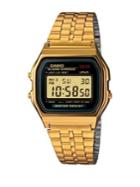 Casio Vintage Square Digital Chronograph Goldtone Bracelet Watch