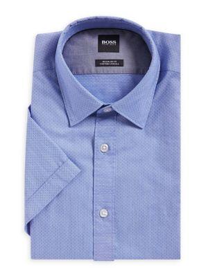 Hugo Boss Short-sleeve Dotted Button-down Shirt