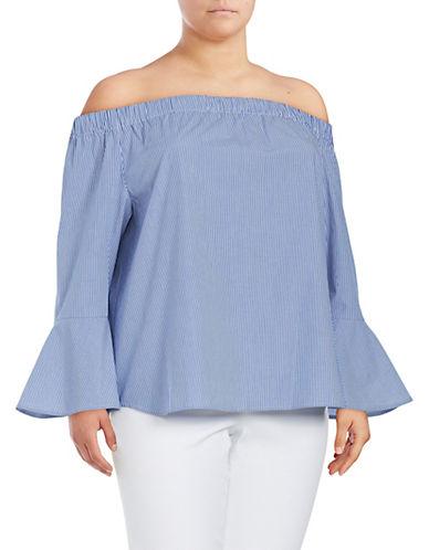 Lord & Taylor ?lily Micro-striped Off-the-shoulder Top