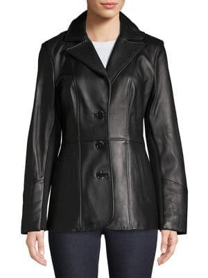 Jones New York Notch Lapel Leather Blazer