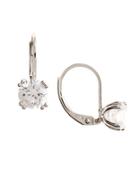 Lord & Taylor Sterling Silver And Cubic Zirconia Solitaire Drop Earrings