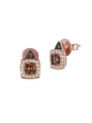 Le Vian Chocolatier 14k Strawberry Gold, Vanilla Diamonds & Chocolate Diamonds Earrings
