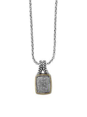 Effy Diamond, 18k Yellow Gold And Sterling Silver Square Pendant Necklace