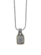 Effy Diamond, 18k Yellow Gold And Sterling Silver Square Pendant Necklace