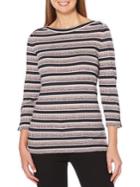 Rafaella Striped Three-quarter Sleeve Sweater
