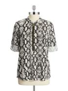 Calvin Klein Roll-sleeve Printed Top