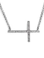 Effy Pave Classica 14k White Gold Diamond East/west Cross Necklace