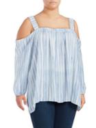 Vince Camuto Plus Plus Cotton-blend Cold-shoulder Top