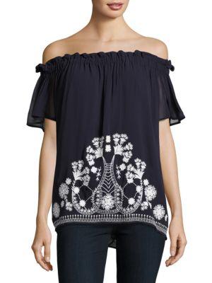 French Connection Kiko Stitch Off-the-shoulder Top
