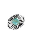 Lord & Taylor Sterling Silver Square Center Beaded Ring