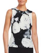 Calvin Klein Petite Pleated Floral Shell