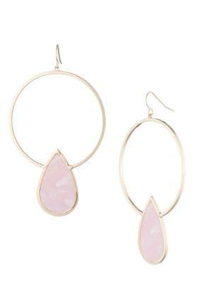 Trina By Trina Turk Scenic Route Goldtone & Pink Acrylic Petal Gypsy Earrings