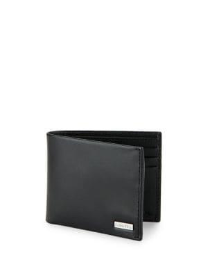 Calvin Klein Logo Leather Bifold Wallet With Id Window