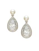 Nadri Faux Pearl And Pave Drop Earrings
