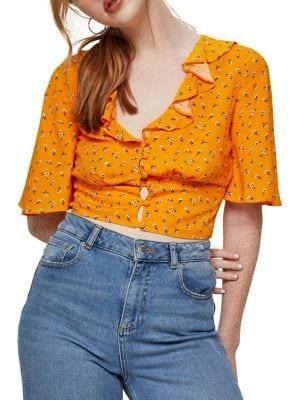 Miss Selfridge Ruffle Crop Blouse