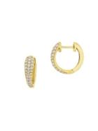 Sonatina 14k Yellow Gold & Diamond Triple Row Huggie Hoop Earrings