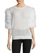 Magaschoni Fox Fur Perforated Cashmere Sweater