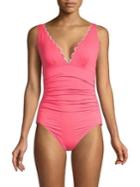 Kate Spade New York Scallop Wave Plunge One-piece Swimsuit