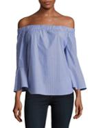 Lord & Taylor Lily Micro-striped Off-the-shoulder Top